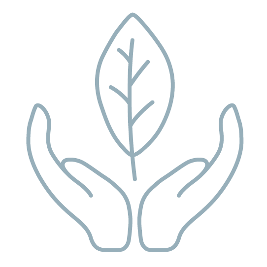 illustrated 2 hands with leaf in the center