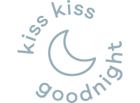 kiss kiss goodnight logo with moon in a circle
